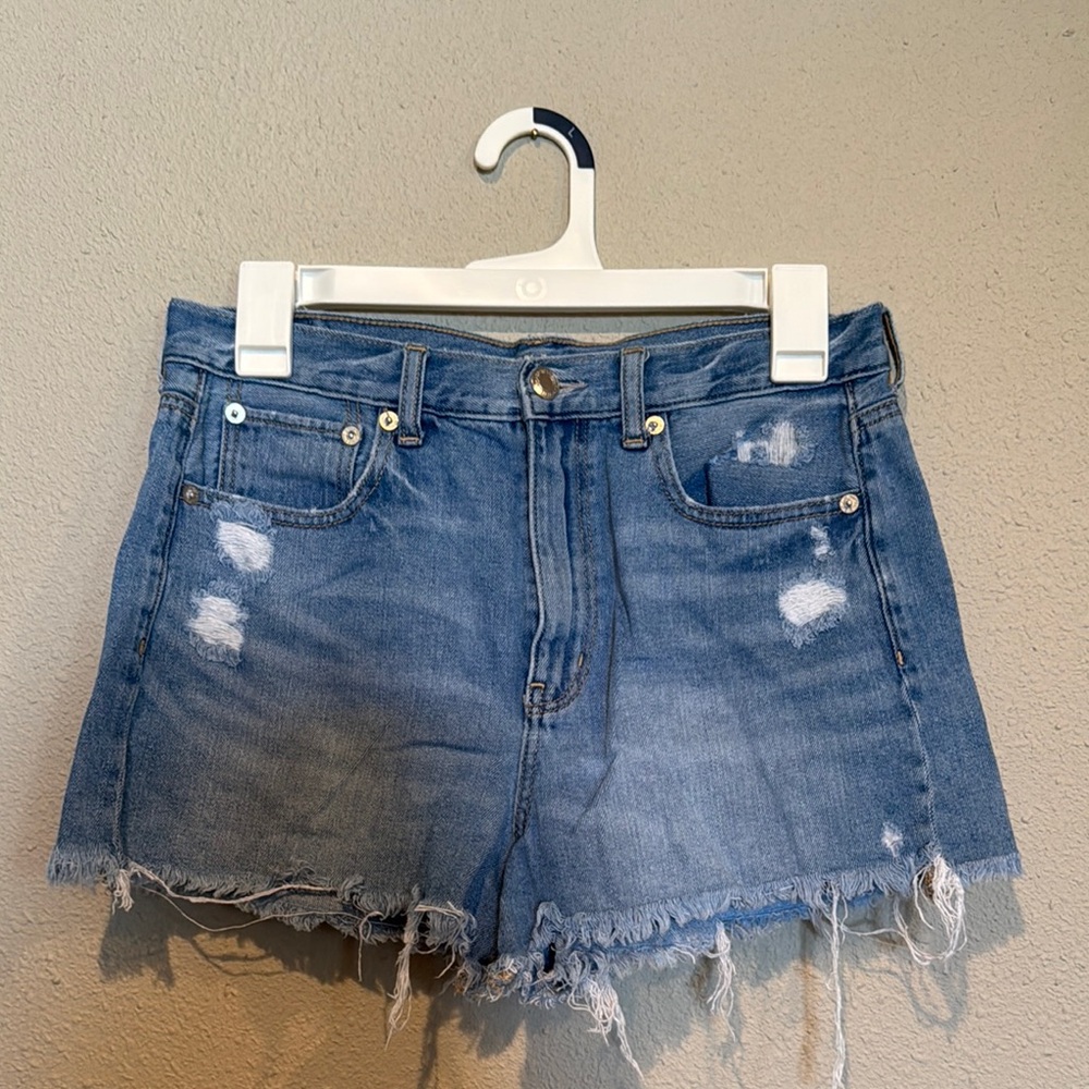 American Eagle Outfitters Blue Distressed Jean Shorts